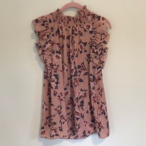 High neck flutter sleeve floral Kate spade top.